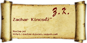 Zachar Kincső névjegykártya