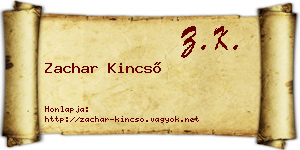 Zachar Kincső névjegykártya